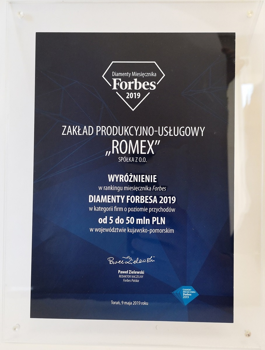 FORBES Diamonds 2019 for ZPU ROMEX