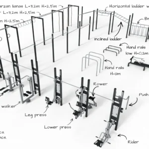 Multifunctional street workout and outdoor gym zone